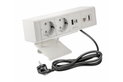 Furniture socket BAR, 2x schuko socket, 1xUSB A, 1xUSB C. 1xRJ45, 1xHDMI,, cable 1.5m, white