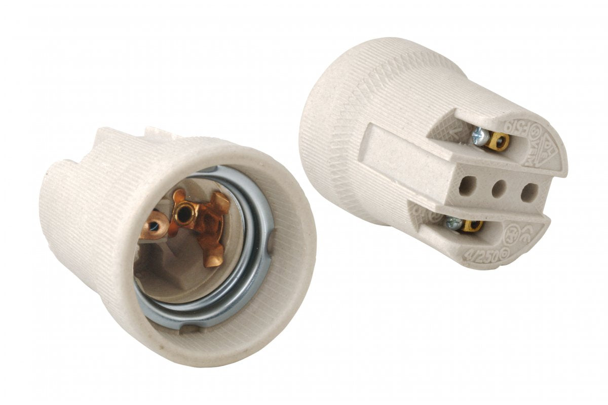 Ceramic lamp holder E27, white