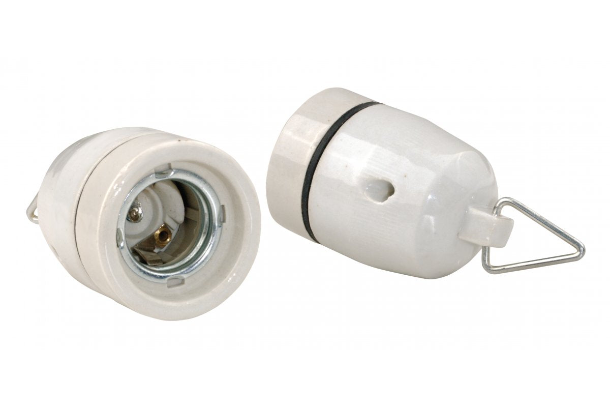 Ceramic lamp holder with handle, E27, white