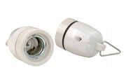 Ceramic lamp holder with handle, E27, white