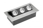 Desktop extension cable 3x socket with grounding, without cable, aluminum