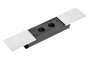 Cable alargador de sobremesa empotrable PRESTINO, 2 tomas francesas, USB A+C, RJ45, HDMI, cable de 1.5m, blanco