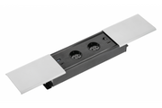 Cable alargador de sobremesa empotrable PRESTINO, 2 tomas Schuko, USB A+C, RJ45, HDMI, cable de 1.5m, plateado