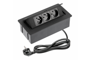Furniture socket SOFT 3x socket with earthing, power cable with plug, black