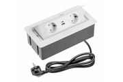 Furniture socket SOFT 2x Schuko socket, USB A+C, power cable with plug, white