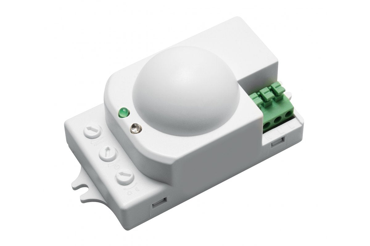 Microwave motion sensor, SRC812, max 1200W, AC220-240V, 50/60Hz, angle 360°, range 1-8m ± 1,5- 3,5m, IP20, working with LED, surface mounted, white housing