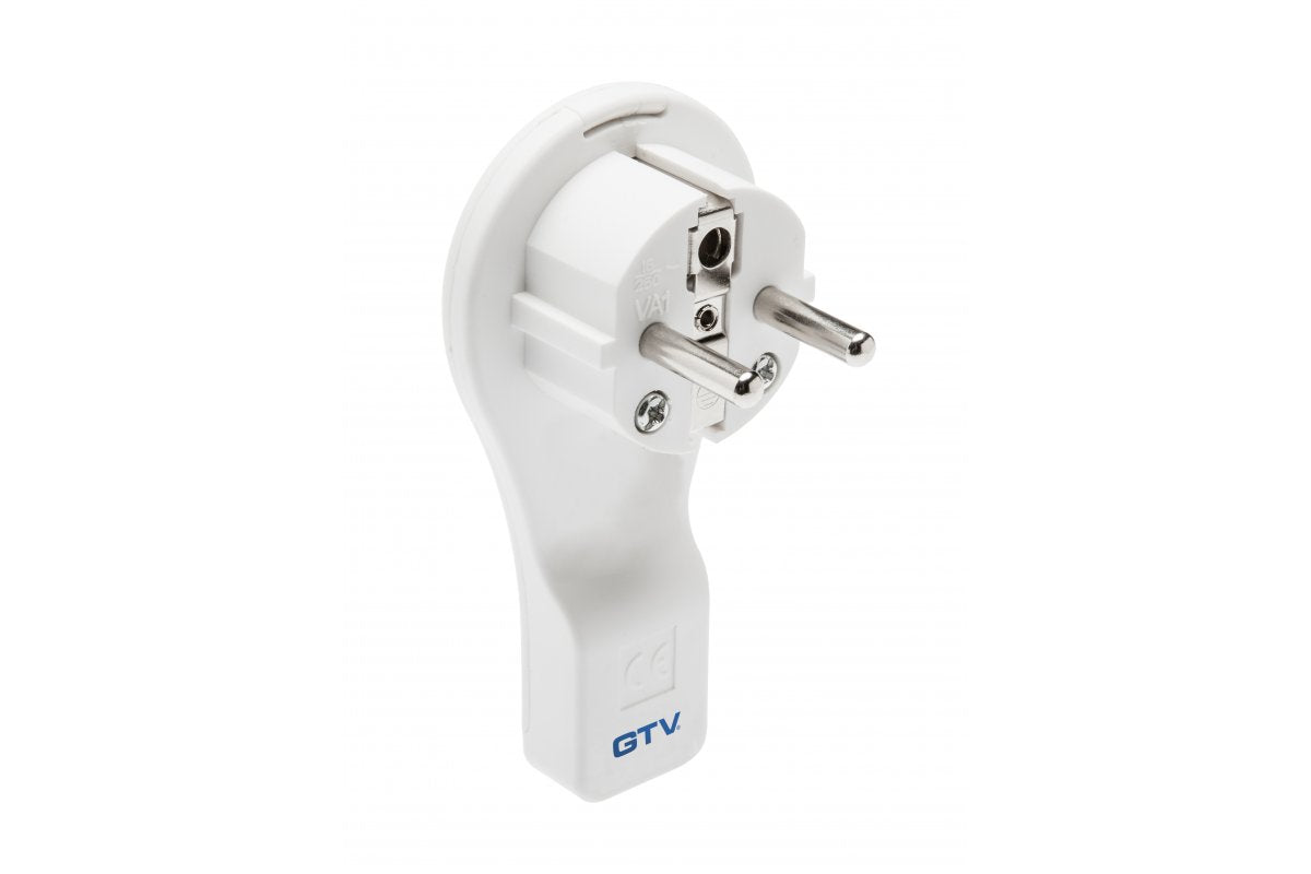 Plane angular plug  white 16A, 250V