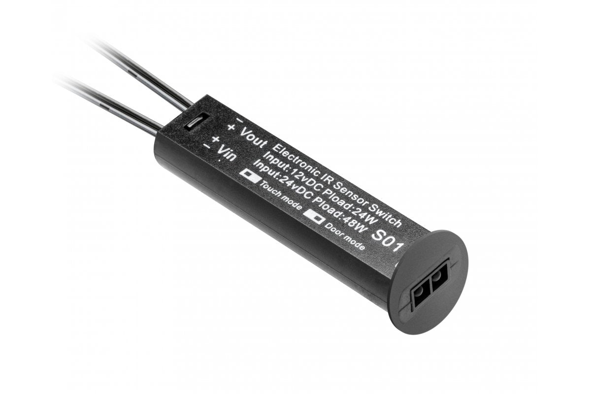 Interruptor universal sin contacto (de dos velocidades o de proximidad), negro, 12V DC con regulación de intensidad
