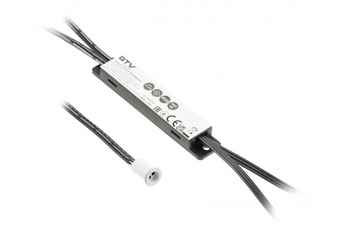 Non-contact switch MIKRO IR 12V/36W, 1 sensor, wires 2m and 1.2m, white