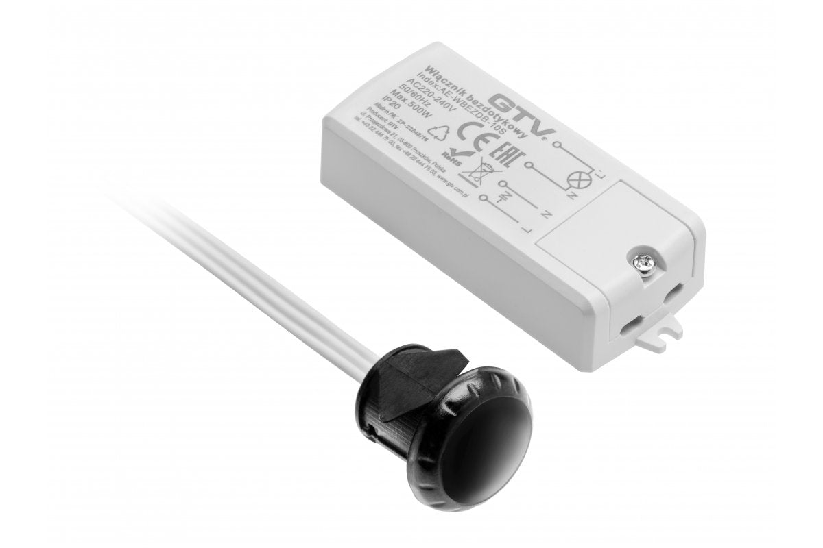 Single-speed non-contact switch (for sliding doors),max. 500W, AC220-240V, 50/60Hz, IP20, black