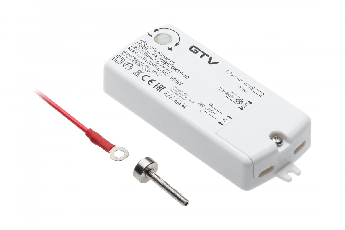 Interruptor táctil para tornillo 230V máx.500W (con tornillo), cable de 2m