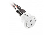 Rocker switch white 12V 3A with 0.1m wires and mini amp connectors male and female