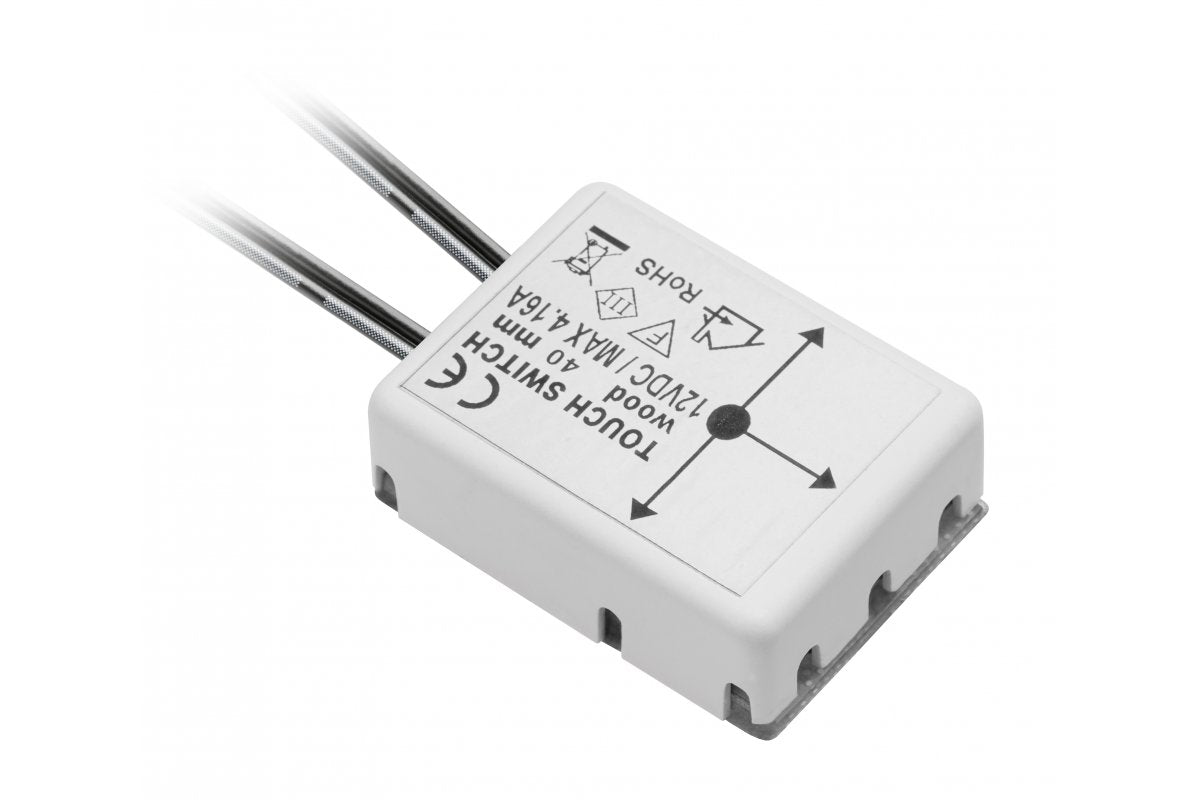 Undercounter switch, for material thickness up to 40mm, 12V, power max. 50W, 150mm cable