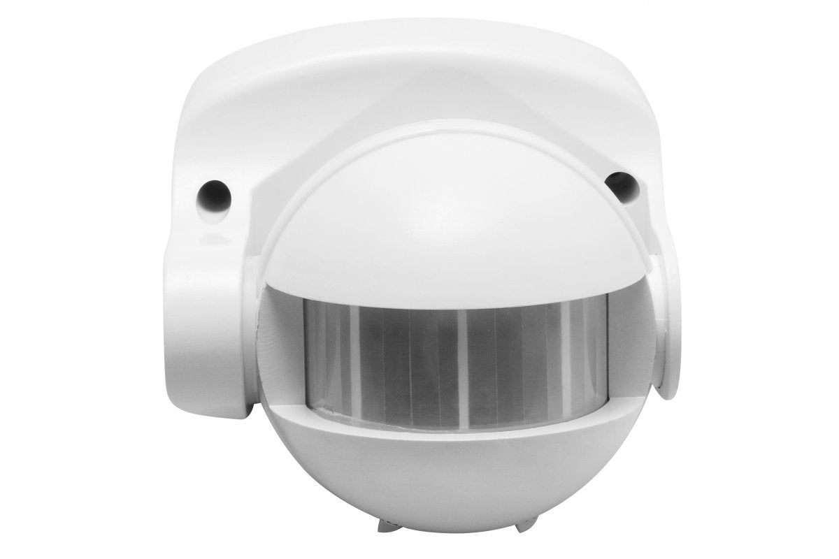 Motion detector CR-1, max 1200W, AC220-240V, 50/60Hz, angle180°, range 10m ± 1,8- 2,5m, IP44, not for LED, surface mounted, white housing