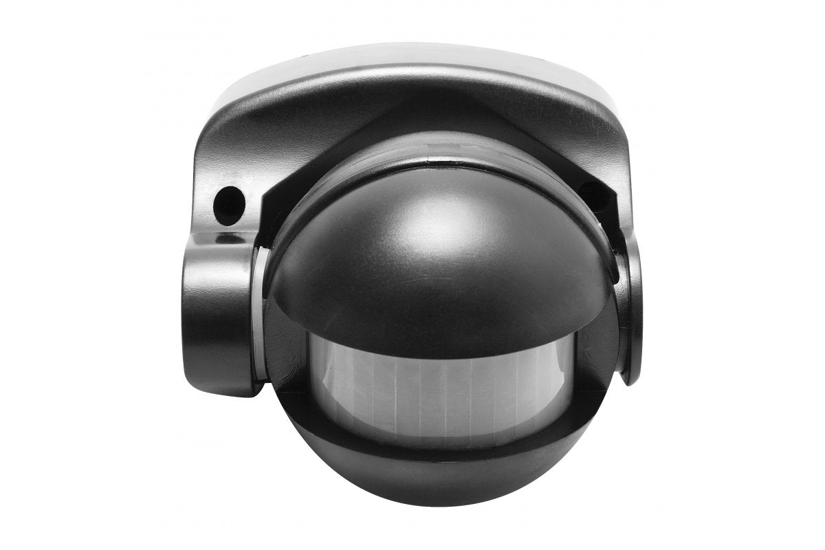 Motion detector CR-1, max 1200W, AC220-240V, 50/60Hz, angle180°, range 10m ± 1,8- 2,5m, IP44, not for LED, surface mounted, black housing