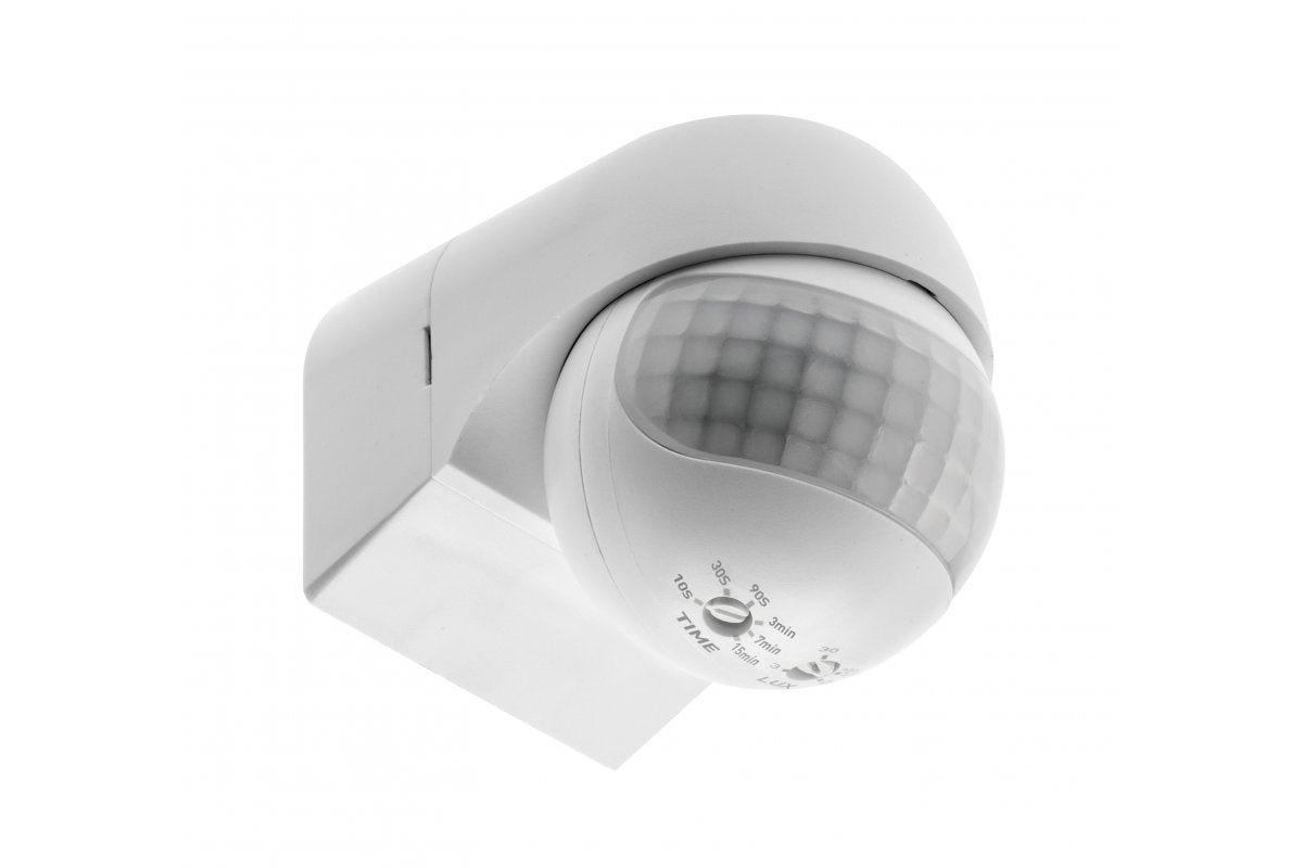 Motion detector CR-13, max 800W, AC220-240V, 50/60Hz, angle 180°, range 12m ± 1,8- 2,5m, IP44, working with LED, surface mounted, white housing