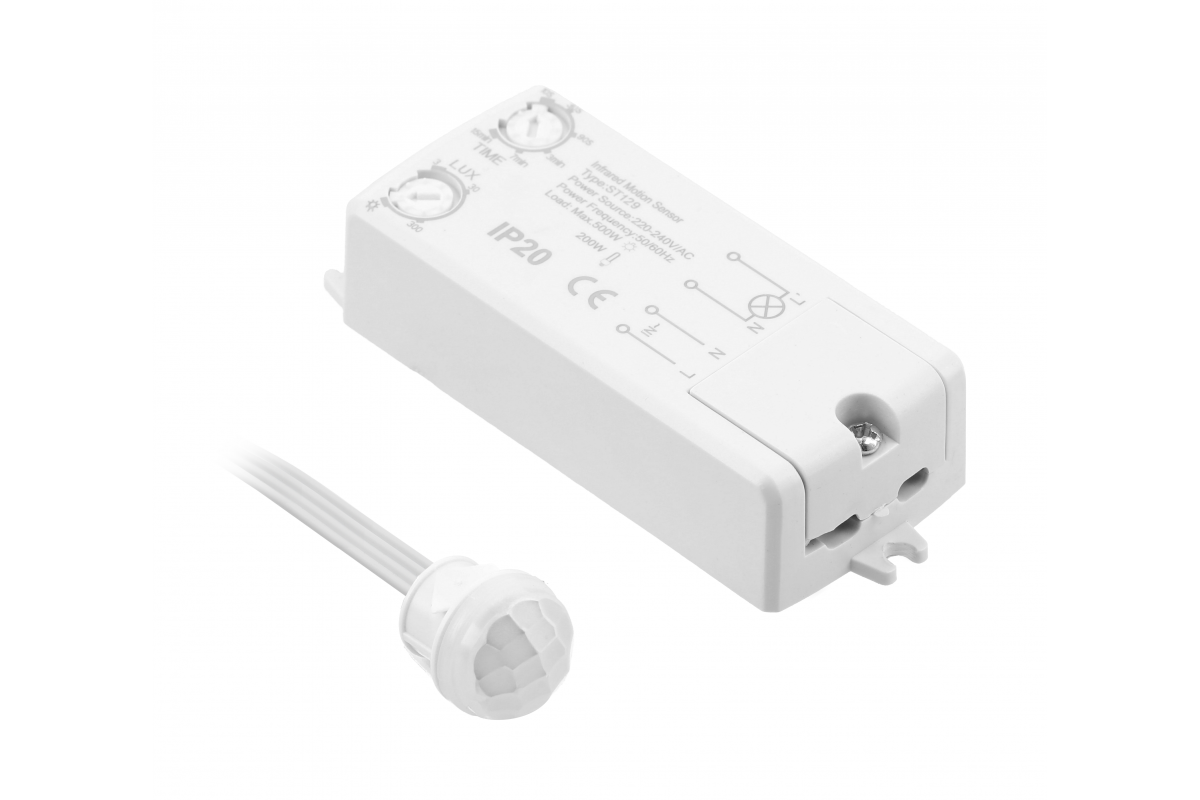 Motion sensor CR-18,max.800W,AC220-240V,50/60Hz,360°,max.8m,IP20,also for LED