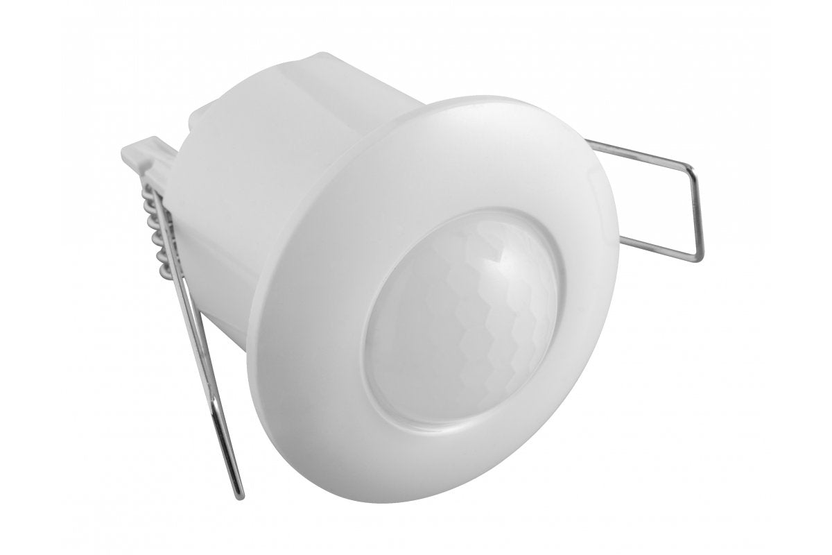 Motion detector CR-5 MINI max. 800W, AC220-240V, 50/60Hz, angle 360°, range 6m ± 2,5-4m, IP20, working with LED, recessed, white housing