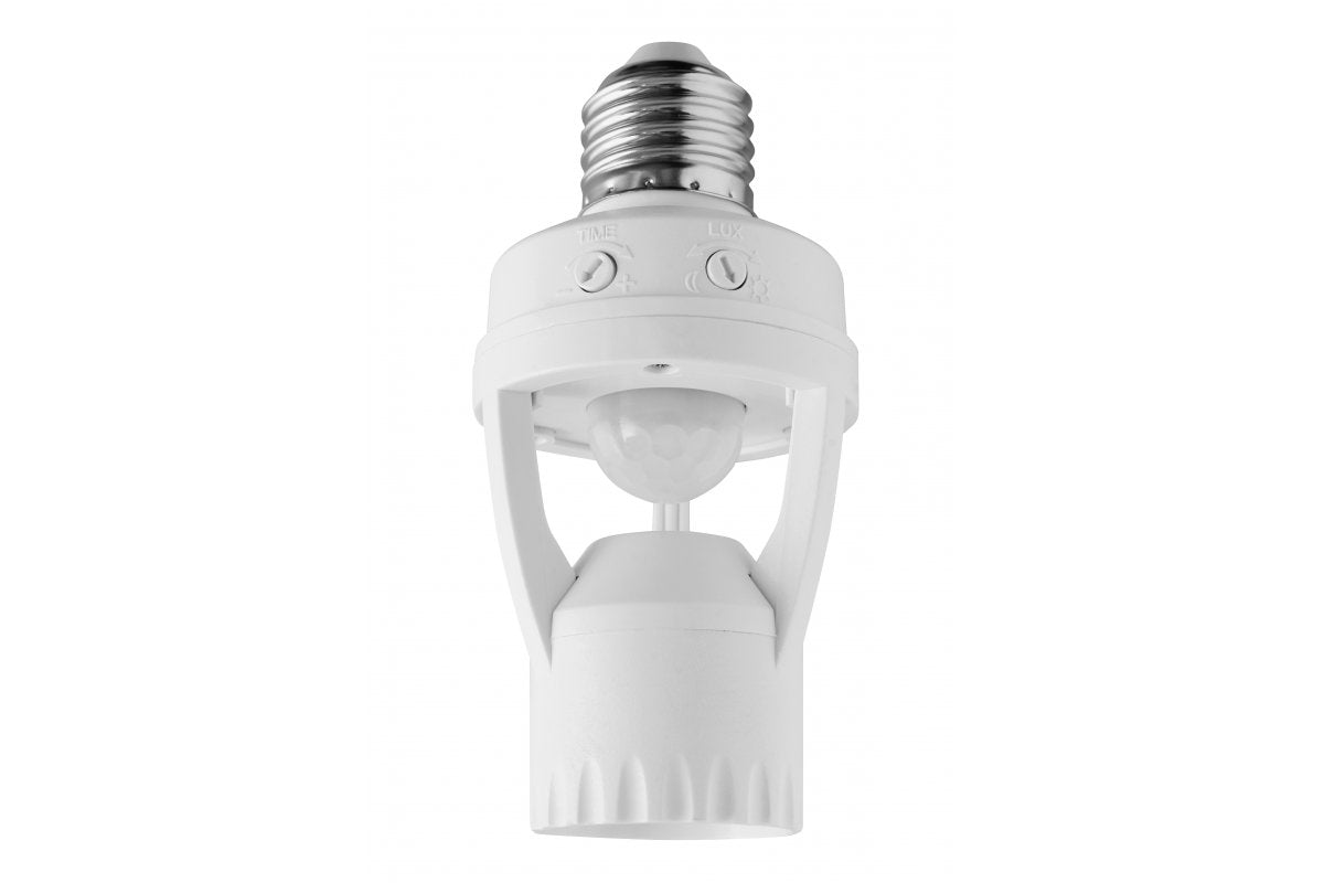 Motion detector CR-6, max. 60W, E27, AC220-240V, 50/60Hz, angle 360°, range 6m ± 2-3,5m, IP20, working with LED, white housing