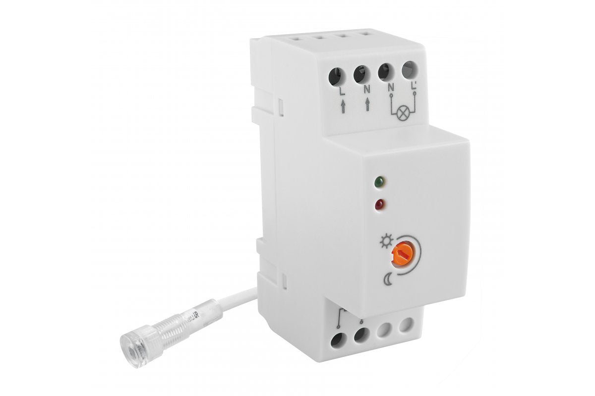 Dusk sensor CZ-1, max 4800W, AC220-240V, 50/60Hz, 20A, IP65, working with LED, rail, white housing