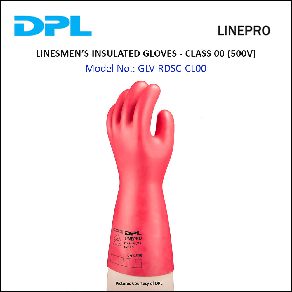 High Voltage Gloves 500V Dpl Linepro Insulated Linesmen Red