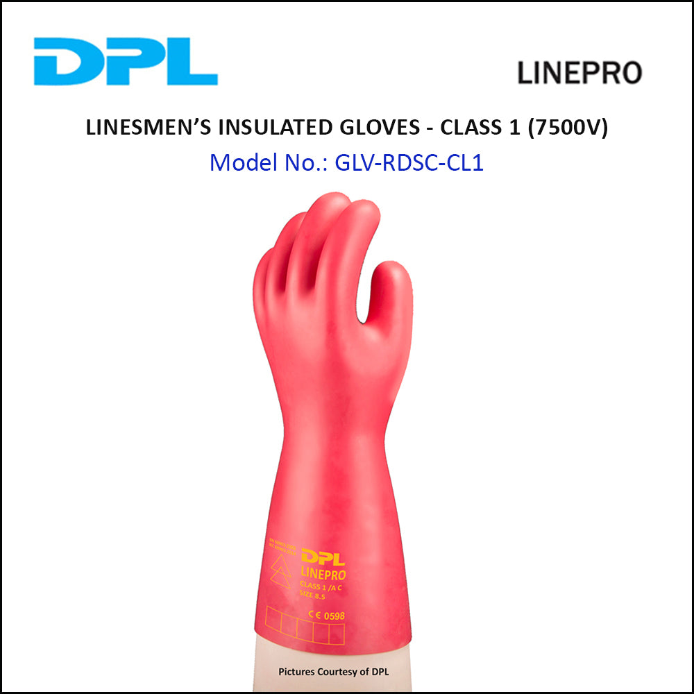 High Voltage Gloves 500V Dpl Linepro Insulated Linesmen Red