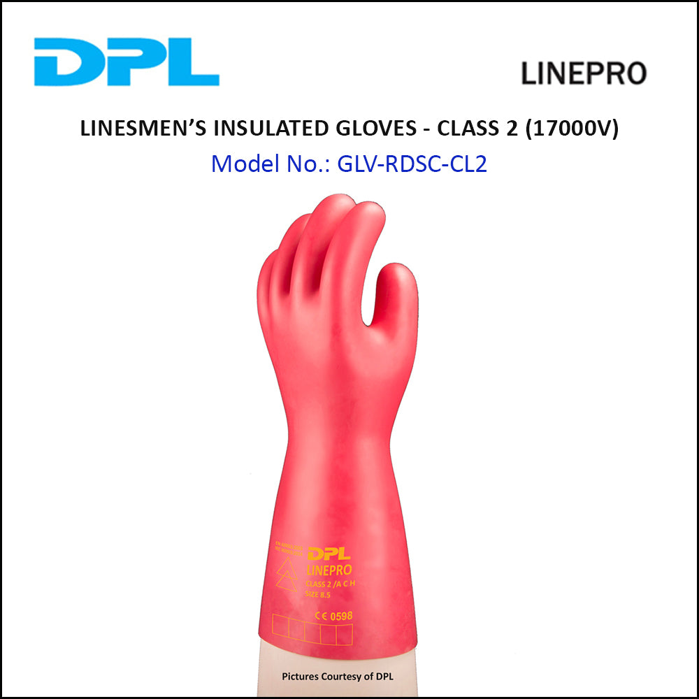 High Voltage Gloves 500V Dpl Linepro Insulated Linesmen Red
