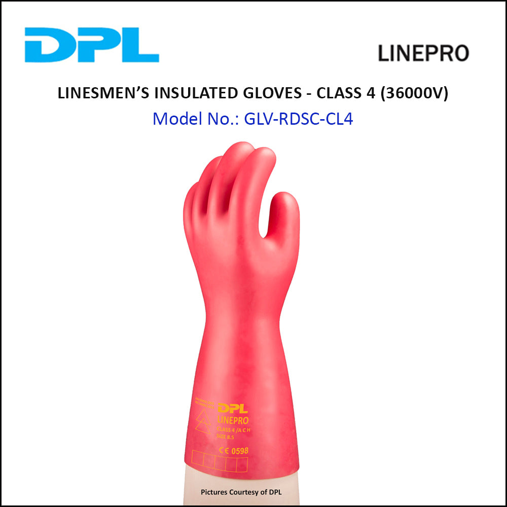 High Voltage Gloves 500V Dpl Linepro Insulated Linesmen Red