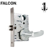 Falcon - MA521B - Cylinder Mortise Latch Bolt - Entrance - Right Handed - SFIC - Dane Lever - GALA Rose Trim - Satin Chrome - Fire Rated - Grade 1