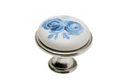 Pomo de porcelana 0728-J4 A-Blue Rose plata envejecida