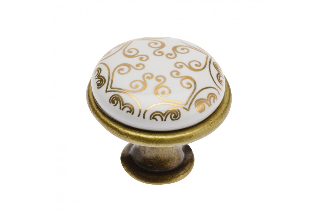 Porcelain knob 728-J4 antique brass C-Orient Gold