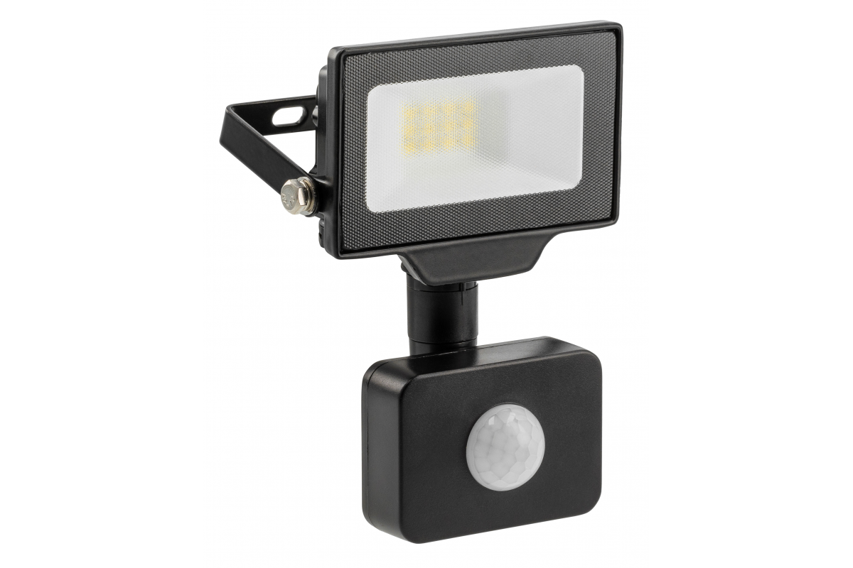 G-TECH LED floodlight with motion sensor,10W,1000lm,AC220-240V,50/60 Hz,PF>0,9,RA>80,IP65,120°,6000K,black