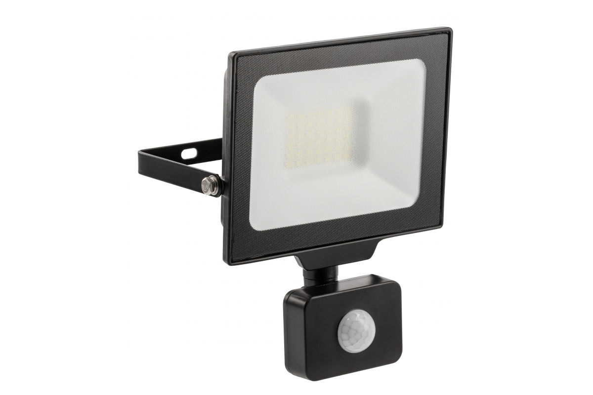 G-TECH LED floodlight with motion sensor,30W,3000lm,AC220-240V,50/60 Hz,PF>0,9,RA>80,IP65,120°,6000K,black