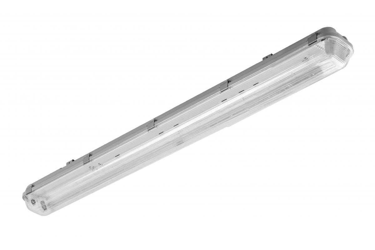 G-TECH hermetic fixture 2x120 T8 LED-J, G13, AC220-240V, 50/60Hz, IP65, IK06, ABS/PS, gray