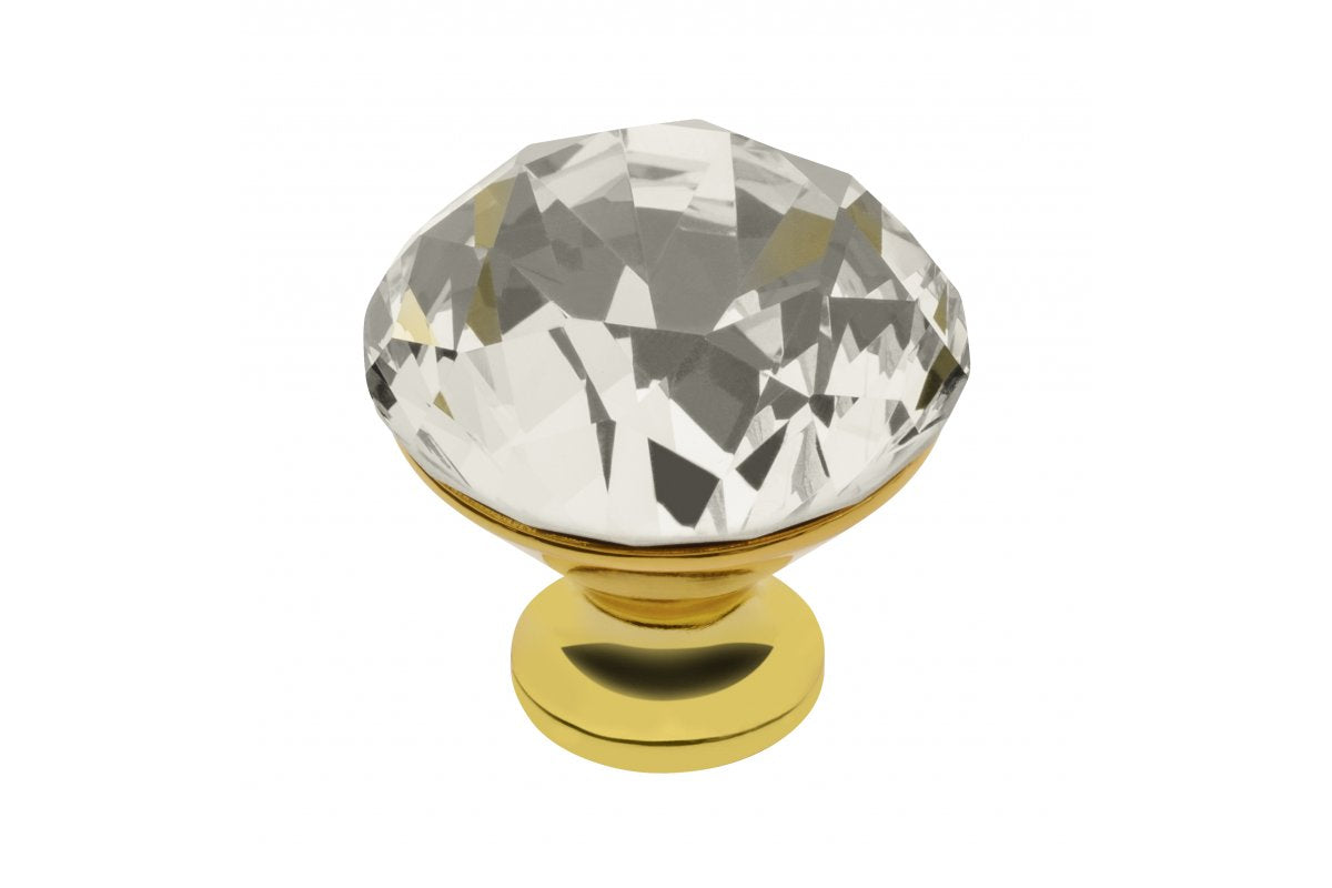 Pomo de zamak Crystal Palace B 30mm dorado + CRISTAL
