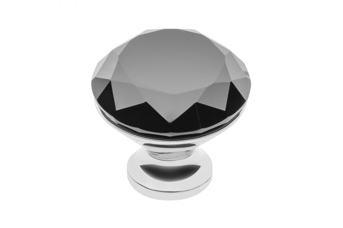 Pomo de zamak Crystal Palace B 40mm cromado + CRISTAL NEGRO