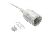 E27 socket with a wire and a cube, AC220-240V, max. 60W, 2x0.75mm2.16cm, white
