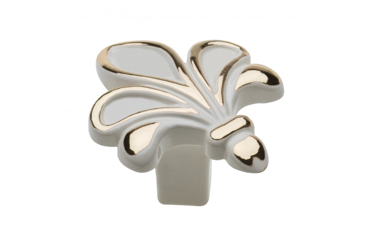 Tirador de Zamak ROYAL3 blanco/dorado