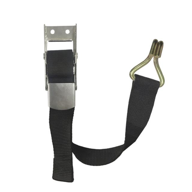 GL-15224S-F Ratchet Tie Down Strap Over Center Buckle With Dia 10 mm Double J Hook and 80cm PP Strap for Curtain Side Truck