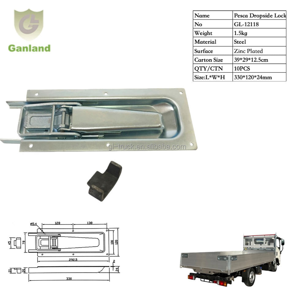GL-12118 Steel Recessed Dropside Truck Trailer Tailgate Latch Lock for Truck Body Parts