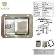 GL-12115 Polished 304 Stainless Steel Toolbox Latch 140mm Length Truck Door Lock 0.5kgs Weight Key Cylinder for Tool Boxes