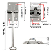 GL- 16516S Heavy Duty 6 Inch  T Bar Door Hold Back Latch for Trucks Caravans Camper Trailers