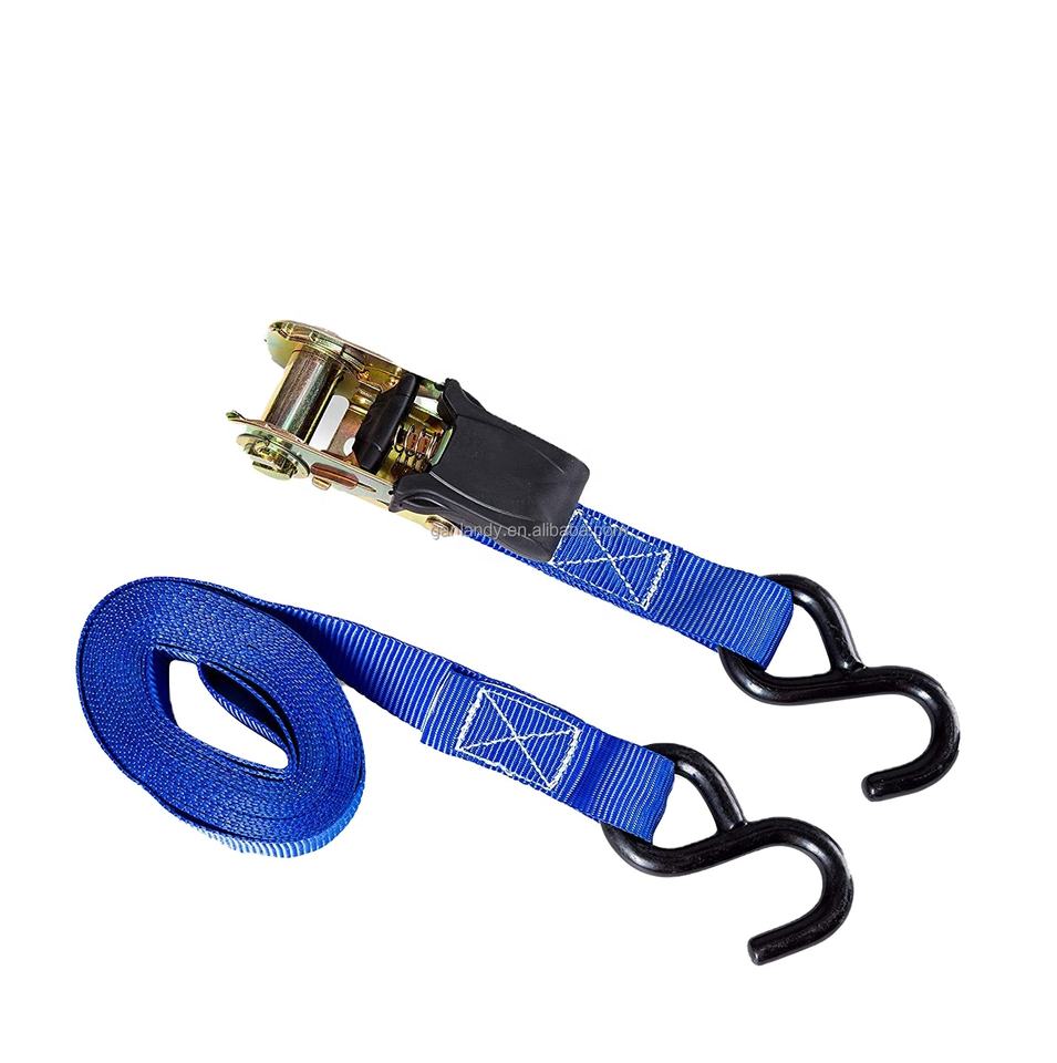 800kg Ratchet Straps with S Hook 1 Inch/25mm Polyester Custom Color Truck Accessories