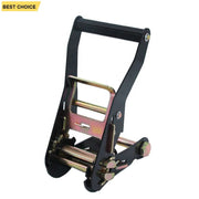 Black Metal 50mm Ratchet Buckle with Rubber Handle Cargo Lashing Buckle for Truck Accessories for Ski Storage
