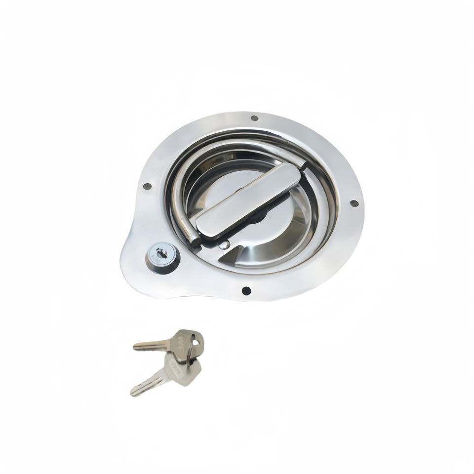 GL-12133 Polished 304 Stainless Steel round Head Industrial Cabinet Door D Ring Lock Slam Lock Cylinders