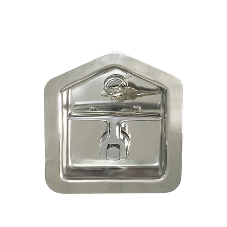 GL-12112 Polished 304 Stainless Steel Paddle Latch Truck Door Lock Tool Box with Latch Truck Tool Box Lock Cylinder
