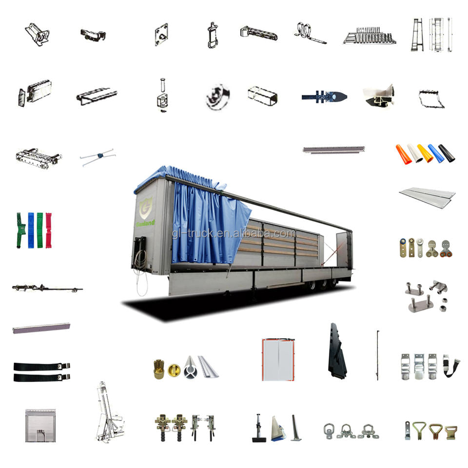GL-15001  Truck Side Curtain Assembly with  Pvc Tarpaulin  Strap  Roller and Over Center Buckle  for   Trailer Truck Body Parts