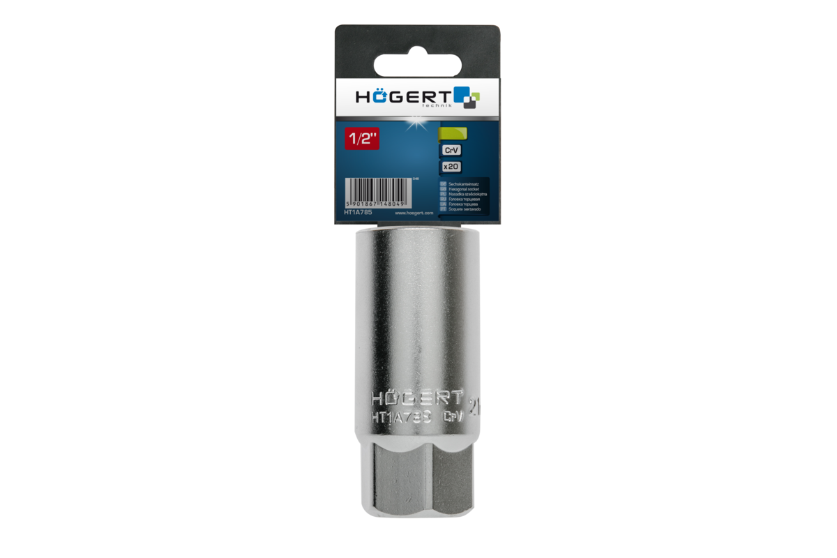 Hogert 1/2“ hexagon spark plug socket, 16 mm, CrV50BV30