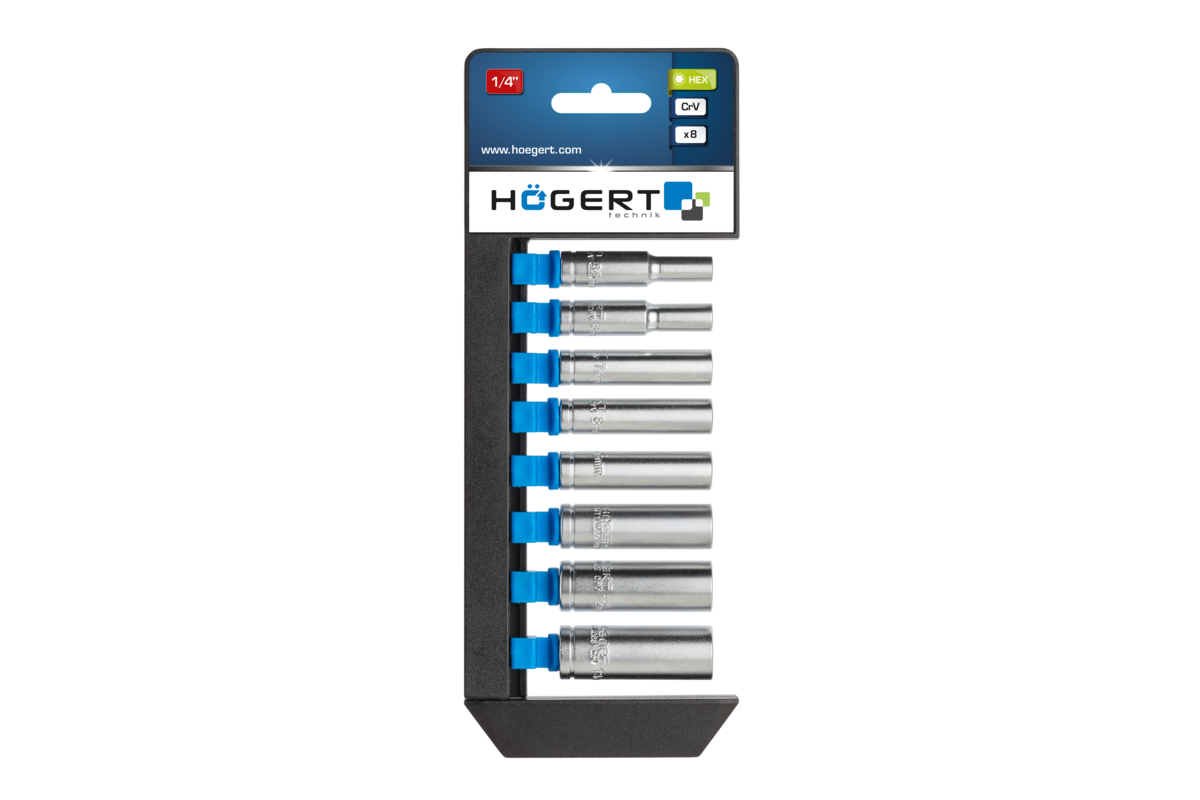 Hogert 1/4" Deep socket set, 8 pcs