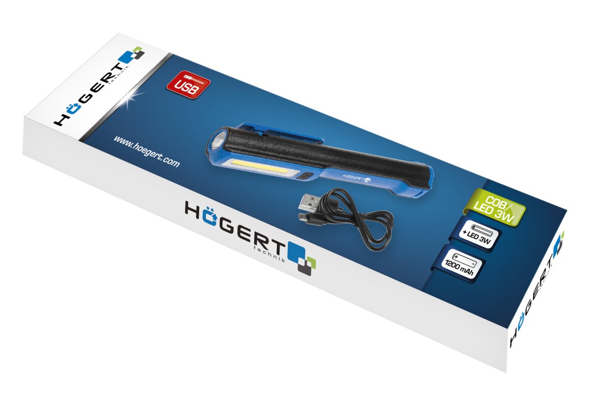 Hogert Inspection torch, charged via USB
